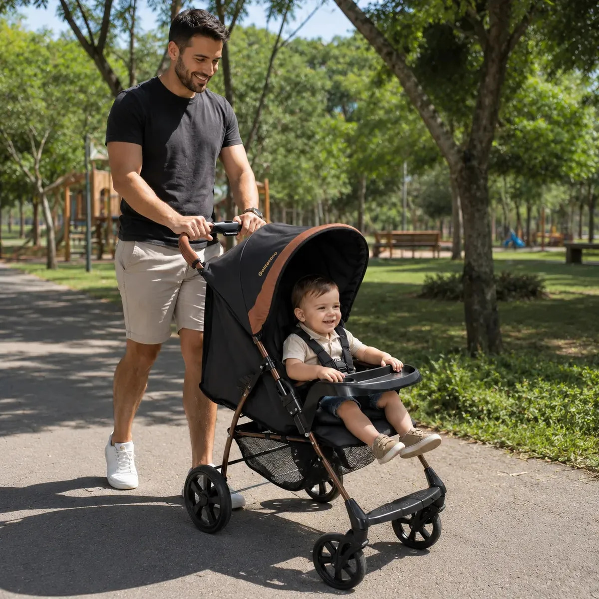 Carrinho de Bebe para Passeio Galzerano Romano G22 Preto Cobre Carrinho de Bebe Compacto