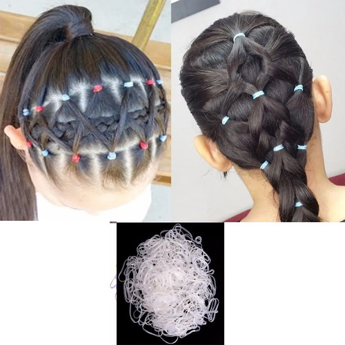Imagen 3 de 5 de 600 Gomitas Banditas Cabello Trenzas Trenzado Transparente