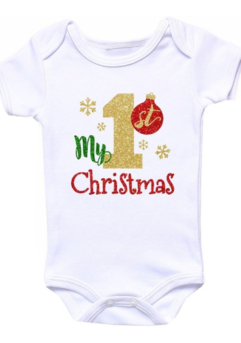 Pañalero My 1st Christmas Navidad Diseño 1028 Playera Beloma