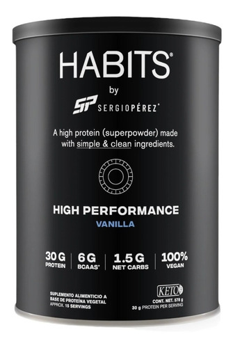 Proteína Habits Vegana Keto Hp F1 Sergio Checo Perez 578g