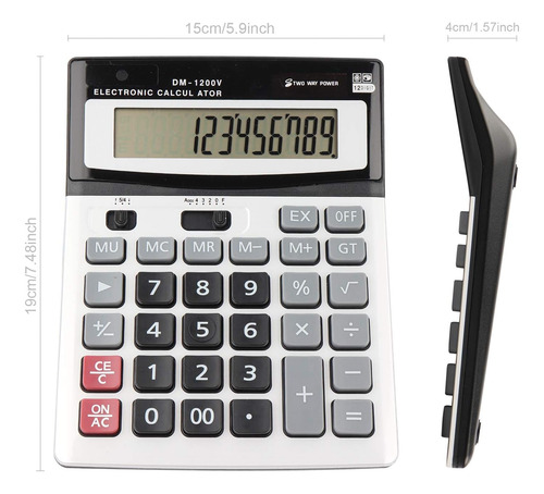Hihuhen Gran Calculadora Electrónica Contador Solar Y De 12