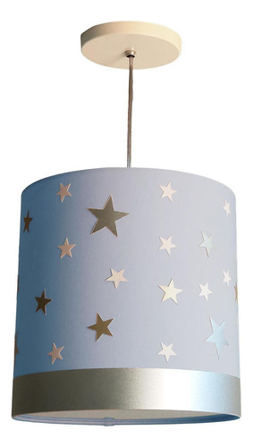 Luminária Pendente Infantil Estrelas Azul 25x25 1e27 Bivolt