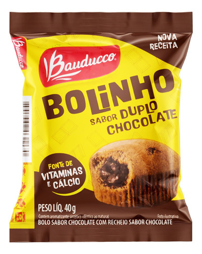 Bolo Bauducco De Duplo Chocolate  Em Pacote 40 g Caixa 16 Un