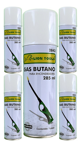 Gas Butano Lion Tools Para Encendedores 5 Piezas De 285 Ml