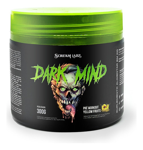 Pre Treino Dark Mind | Scream Labz - Beta Alanina Sabor Yellow Fruits (frutas Amarelas)