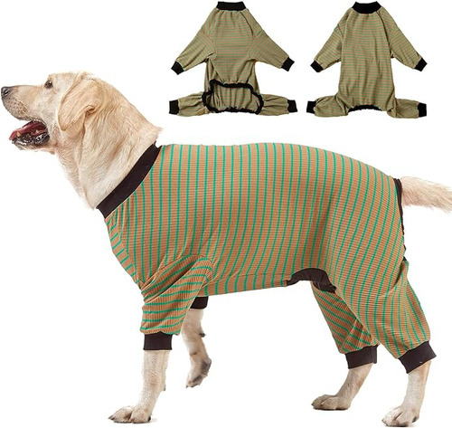 Pijama Para Perros Grandes Camisa Algodón Con Rayas Marrones