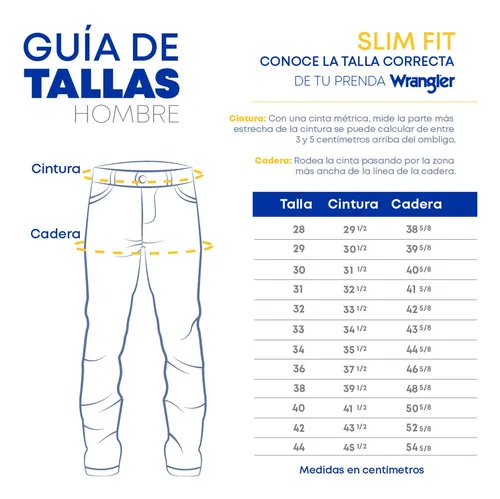 Tabla de tallas pantalones wrangler deals