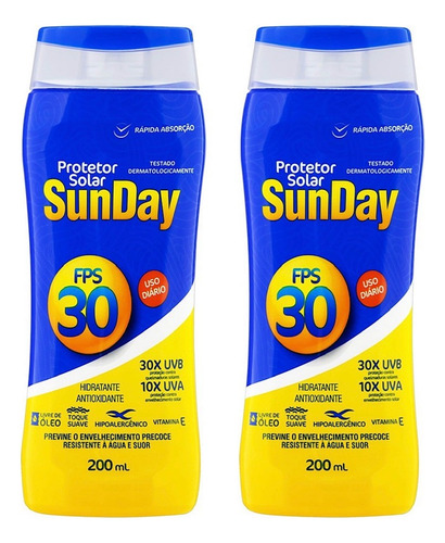 Kit 2 Protetor Solar Sunday Fps 30 200ml.