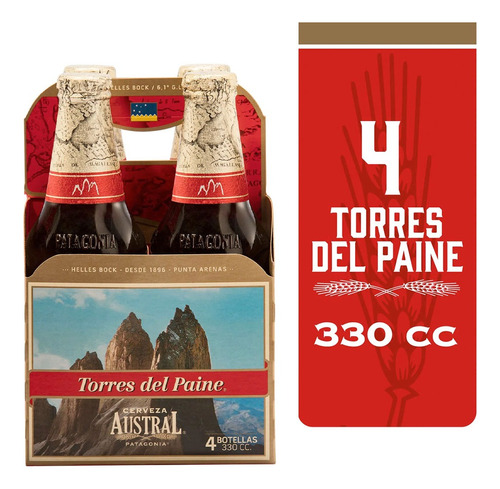 Pack 4 Cerveza Austral Torres Del Paine Botella 330cc