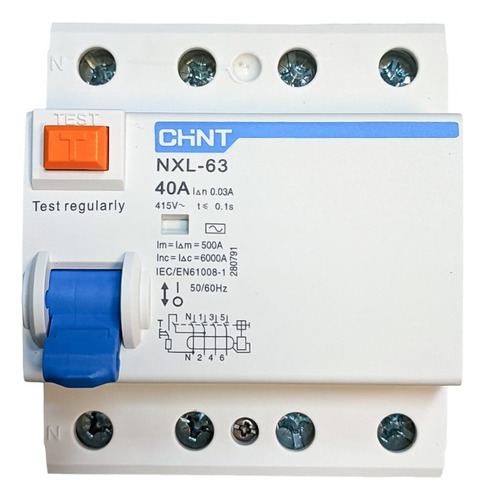 Disyuntor Diferencial Tetrapolar 4x40a 30ma Ac Chint