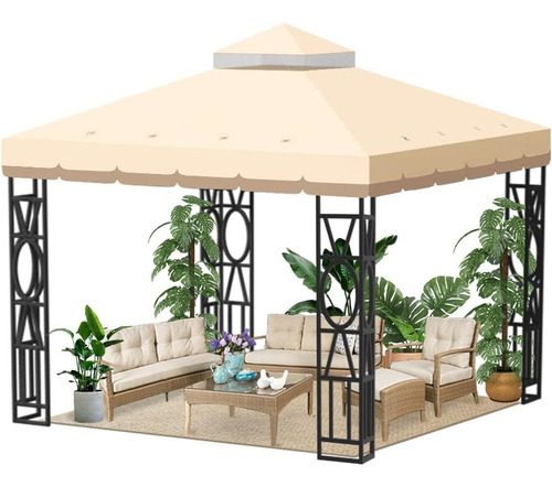 Kilakila 10x10 Canopy Replacement Top, Double Tier Gazebo Re