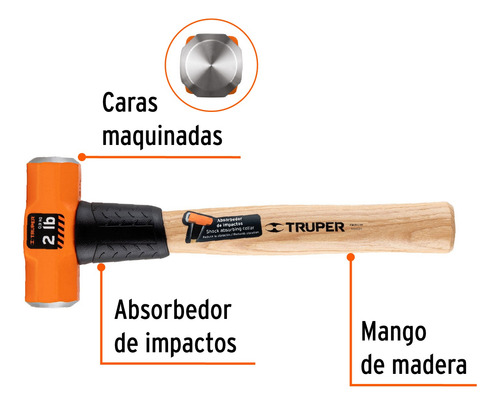 Comba Octagonal 2 Lb Mango De Madera 12 Truper 16506