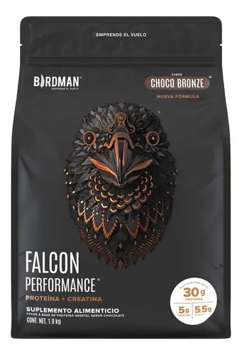Birdman Falcon Performance Proteína En Polvo Vegana | Con Creatina, Bcaas Y Enzimas | Sin Lactosa | Chocolate | 1.9kg