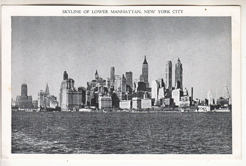 Antigua Postal Skyline Of Lower Manhattan New York City Usa