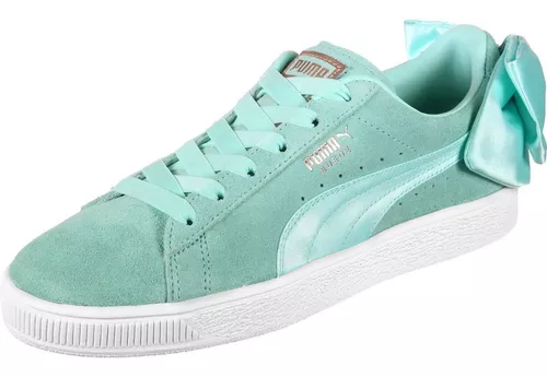 Tenis Puma Mujer Verde Agua Suede Bow Mod 367317 | Meses sin intereses