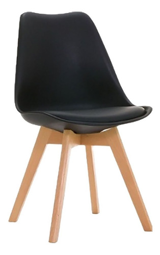Imagen 4 de 4 de Silla Eames Tulipan Negra Base En Madera