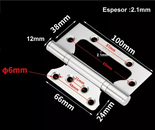 Bisagras Municion Omega Acero Inoxidable 100x75x2,1mm 10 Und