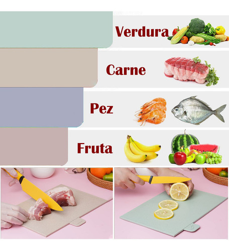 Tabla De Cortar De Cocina, Cuatro Piezas Clasificadas Color Rosa Pálido Liso