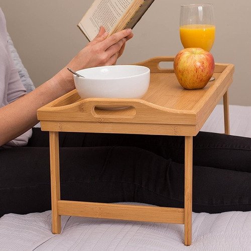 Imagen 3 de 6 de Mesa Plegable Desayuno Cama Bandeja Picnic Sofá De Bambú