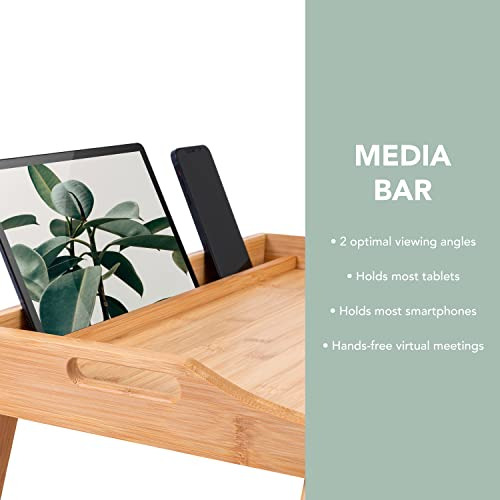 Rossie Home Bamboo Bed Tray, Lap Desk Con Soporte Para Teléf