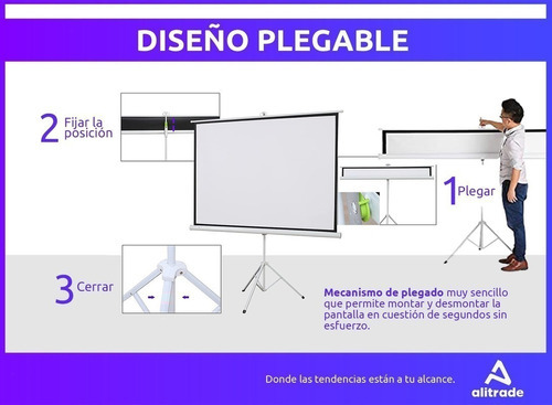Pantalla Para Proyector 120 Pulgadas 16:9 Blanco Con Tripode