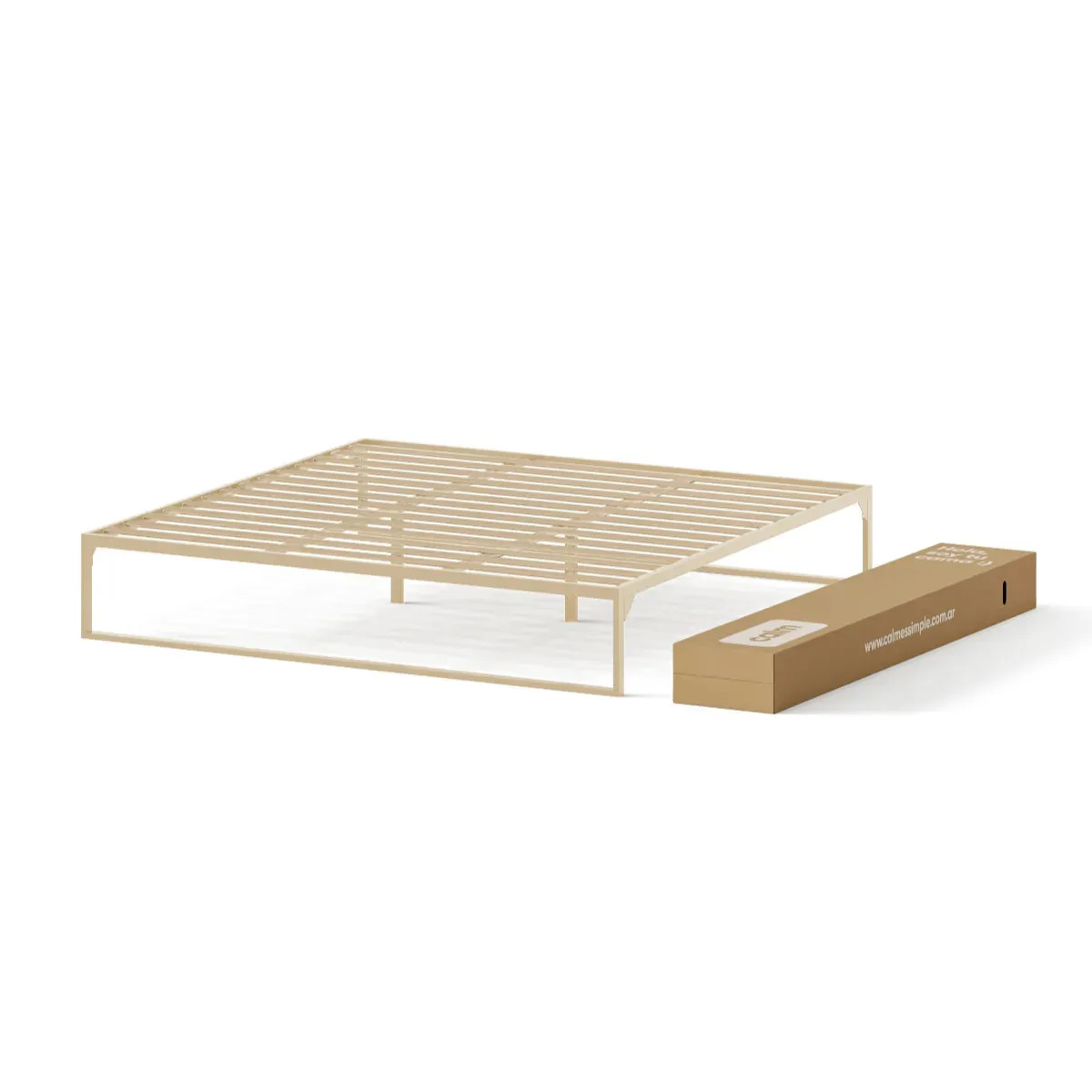 Base De Cama Sommier Calm Superking 200x200 En Caja Color Arena