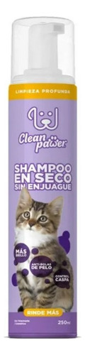 Shampoo Para Gato Clean Pawer En Seco Sin Enjuague 250 Ml Fragancia Suave