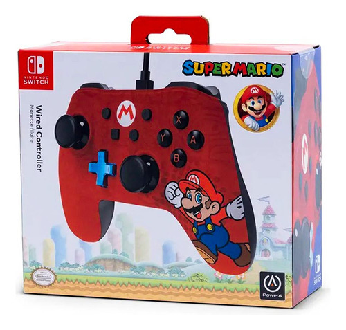 Mando Power A Con Cable Para Nintendo Switch Mario Edicion Color Rojo