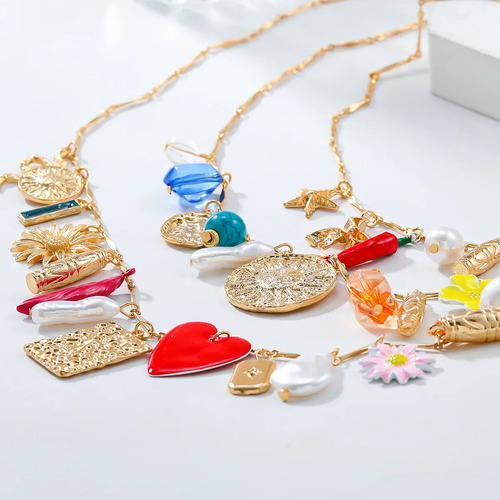 * Collar Multicapa Con Forma De Serpiente Y Girasol De