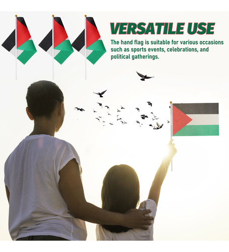 50 Banderas Pequeñas De Palestina En Palo Ondeando A Mano