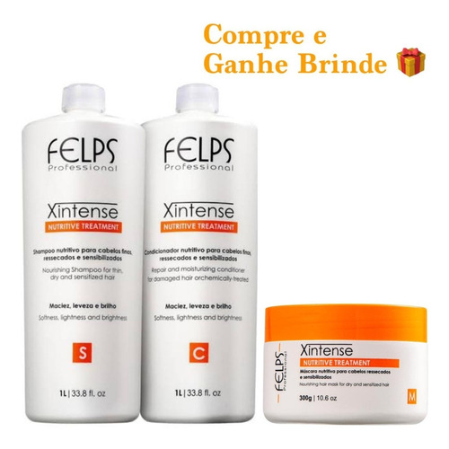 Felps Kit Xintense 2x1l + Máscara 300g + Brinde