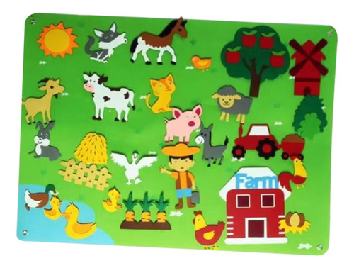 Brinquedo Sensorial Montessori Felt Busy Board Fazenda