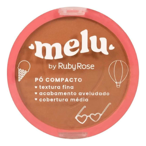 Pó Facial Ruby Rose Melu Compacto Aveludado C/ Textura Fina