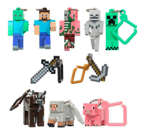 Llaveros De Minecraft (set 10 Piezas) 5 A 8 Centímetros