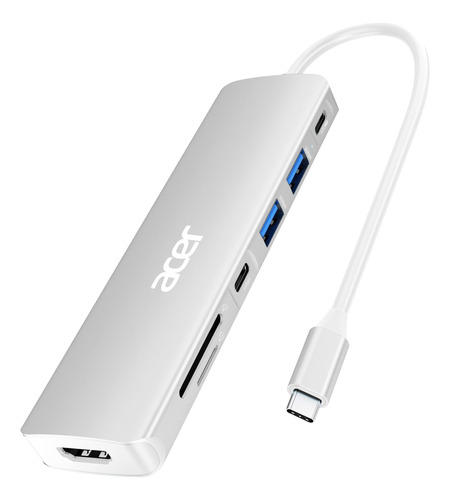 Acer Usb C Dock, 7 En 1 Usb C A Hdmi Hub, 2 Usb 3.1 Gen1 Y P