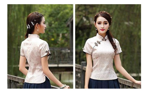 Top De Mujer Informal Y Cómodo De Estilo Tradicional Chino.