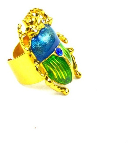 Anillo De Insecto Cucarron Dorado Ajustable Avon