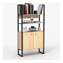 Comprar Estantería Delos Steel 2 Puertas C\u002Festantes Roble Nebraska Natural C\u002F Hierro Negro