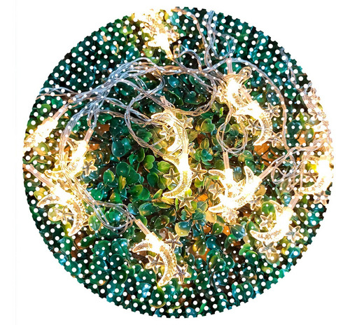 Guirnalda Luces Led 28 Lunas Con Estrellas 4 Metros Enchufe Luces Calida
