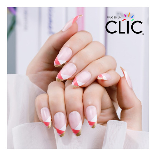Uñas Press On Reusables - Francés Rosa Mate Color Coral claro Dama