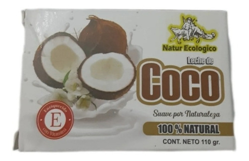 Jabón Artesanal De Leche De Coco Puro + Vitamina E De 110g 