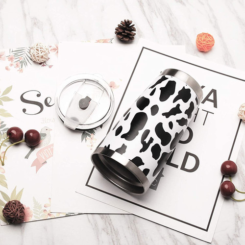 Vaso Con Estampado De Vaca, Taza De Viaje De Acero Inoxidabl