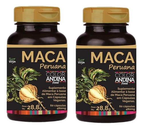 Maca Peruana Color Andina Amarela Vegano 60 Cápsulas 2un