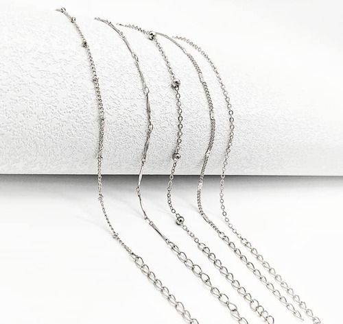 Pulseras De Tobillo Tobillera De Tenis En Capas De Plata Cad