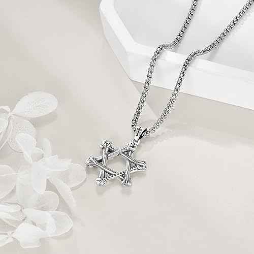 Kqf Collar De Estrella De David S925 De Plata De Ley Con Hex