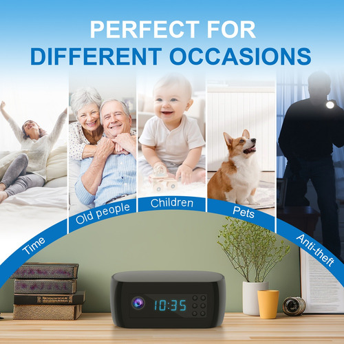 Reloj Con Cámara Wifi Full Hd 1080p, Control Inalámbrico, I