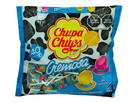 Chupa Chups Paleta Yogurt Sabor Fresa Y Mango Dulce 40 Pieza