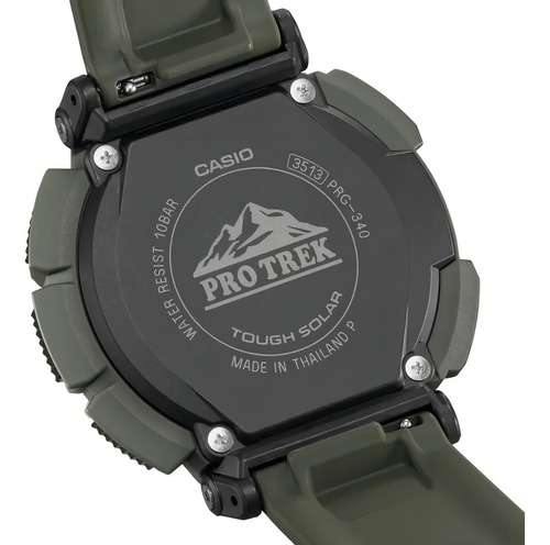 Reloj Casio Pro Trek Solar Digital Para Hombre Correa Verde Bisel Negro Fondo Negro