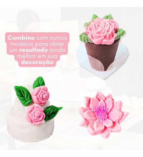 Aplique De Açúcar Confeito P/ Doce Mini Rosa Sem Folha 40pçs