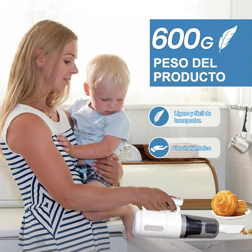 Aspiradora de mano portátil inalambrica 5 In 1 12kpa 200w 660ml con 7 accesorios , puede aspirarse, trapear el piso y soplar aire , para auto y hogar